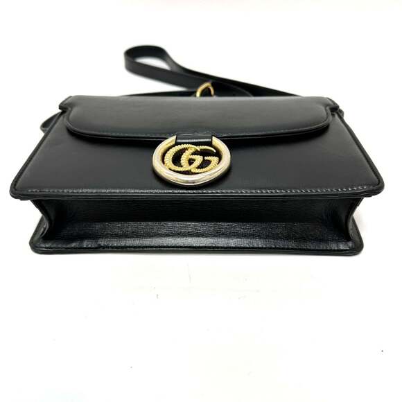GUCCI Authentic Black Leather GG Marmont Shoulder Bag - Picture 3 of 16